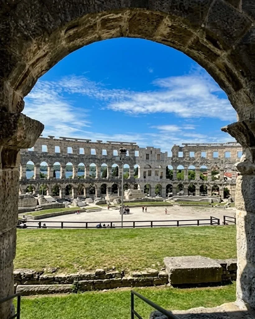 Pula Roman amphitheater aerial view