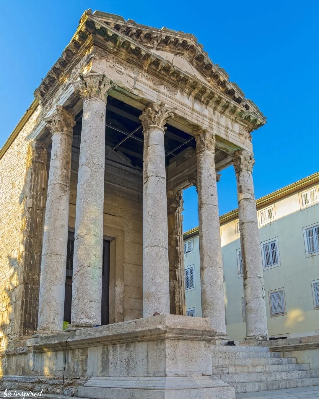 Temple of Augustus Roman ruins in Pula old town Istria Croatia
